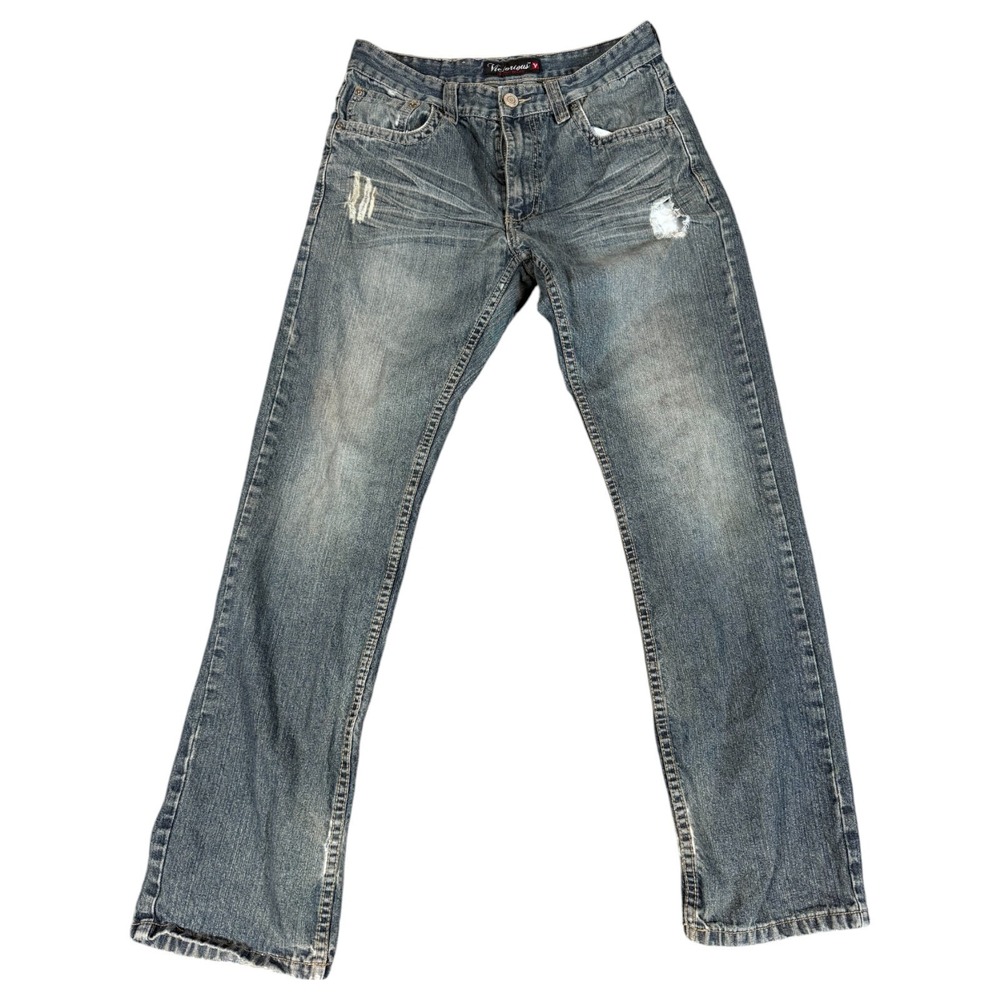 Victorious Premium Denim Jeans 30x32 Blue Distressed Cowboy Thick Stitch Vintage
